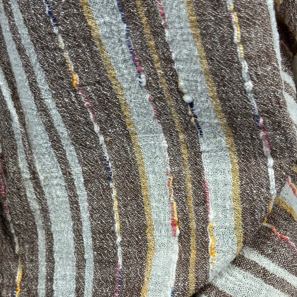 Vtg Woven Textured Slub Striped Fabric Brown Cream Mustard 36.5x57 Multi-Color - Picture 4 of 5